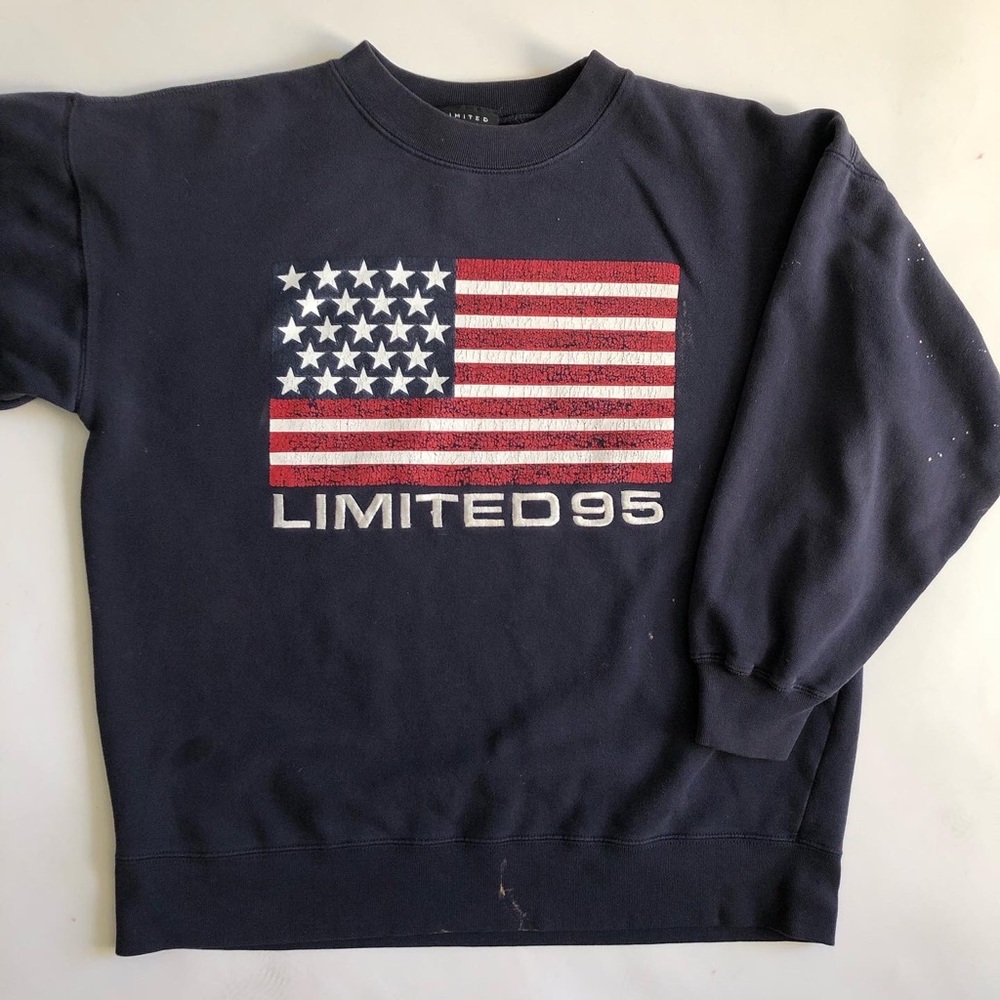 Vtg Graphic USA Flag Sweatshirt L